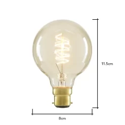 40W BC B22 Vintage Globe Filament Bulb, Clear