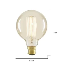 40 Watt BC B22 Vintage Filament Globe Bulb, Clear