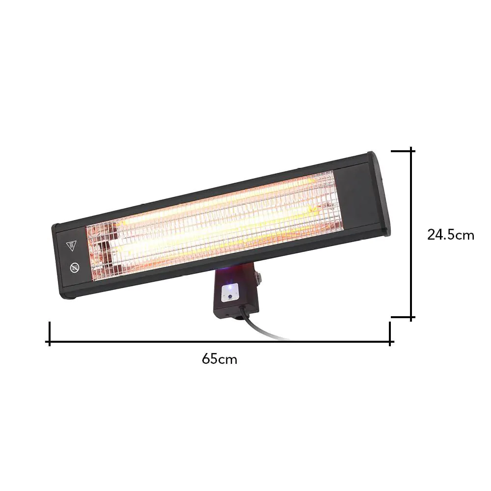 1800 Watt Rectangle Outdoor Wall Radiant Heater, Black - Image 6