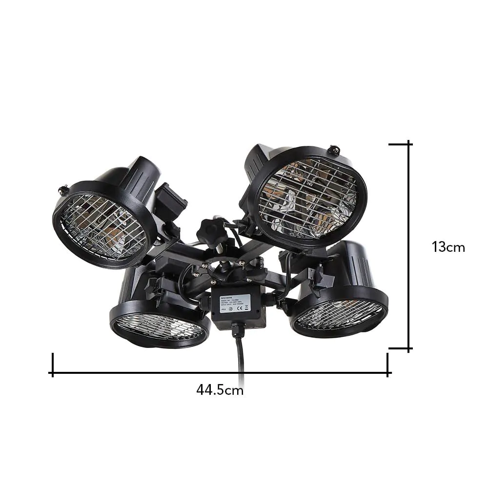 1800 Watt 4 Lamp Outdoor Parasol Radiant Heater, Black - Image 7