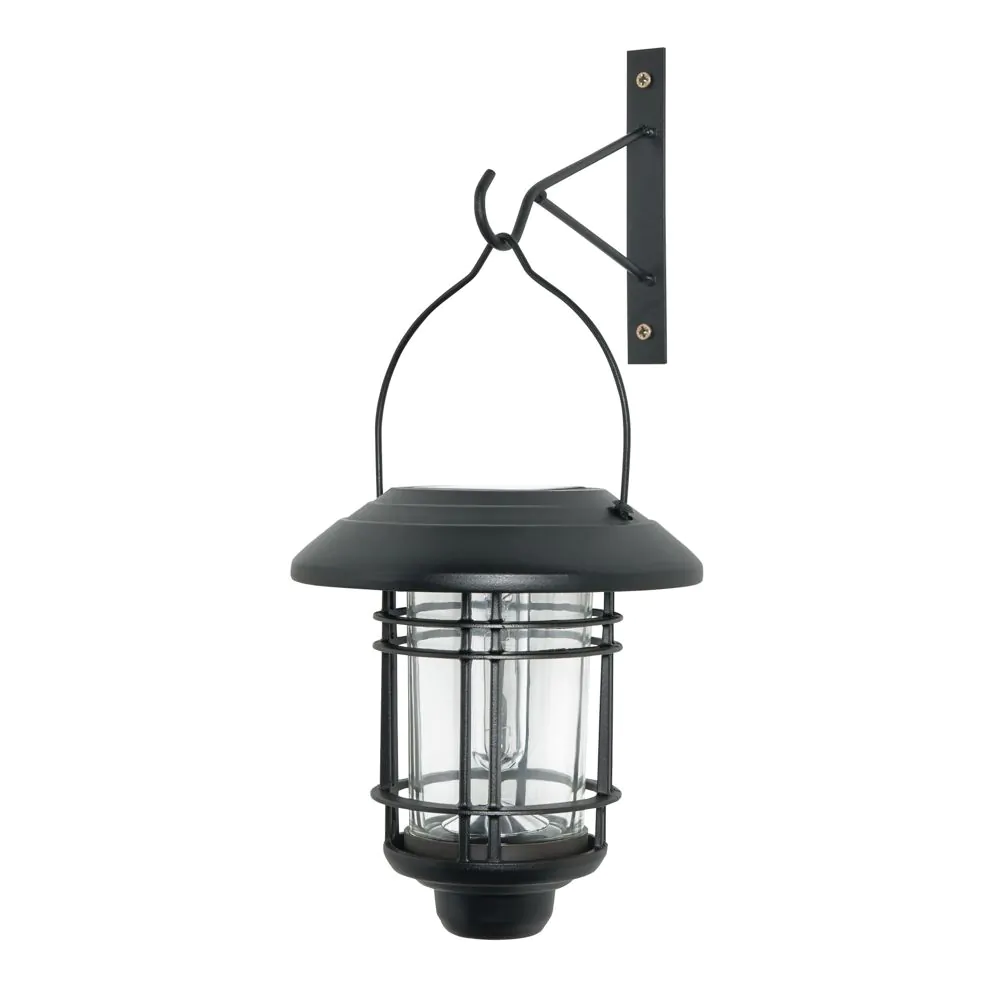 Caelum LED Outdoor Solar Hanging Wall Light, Black