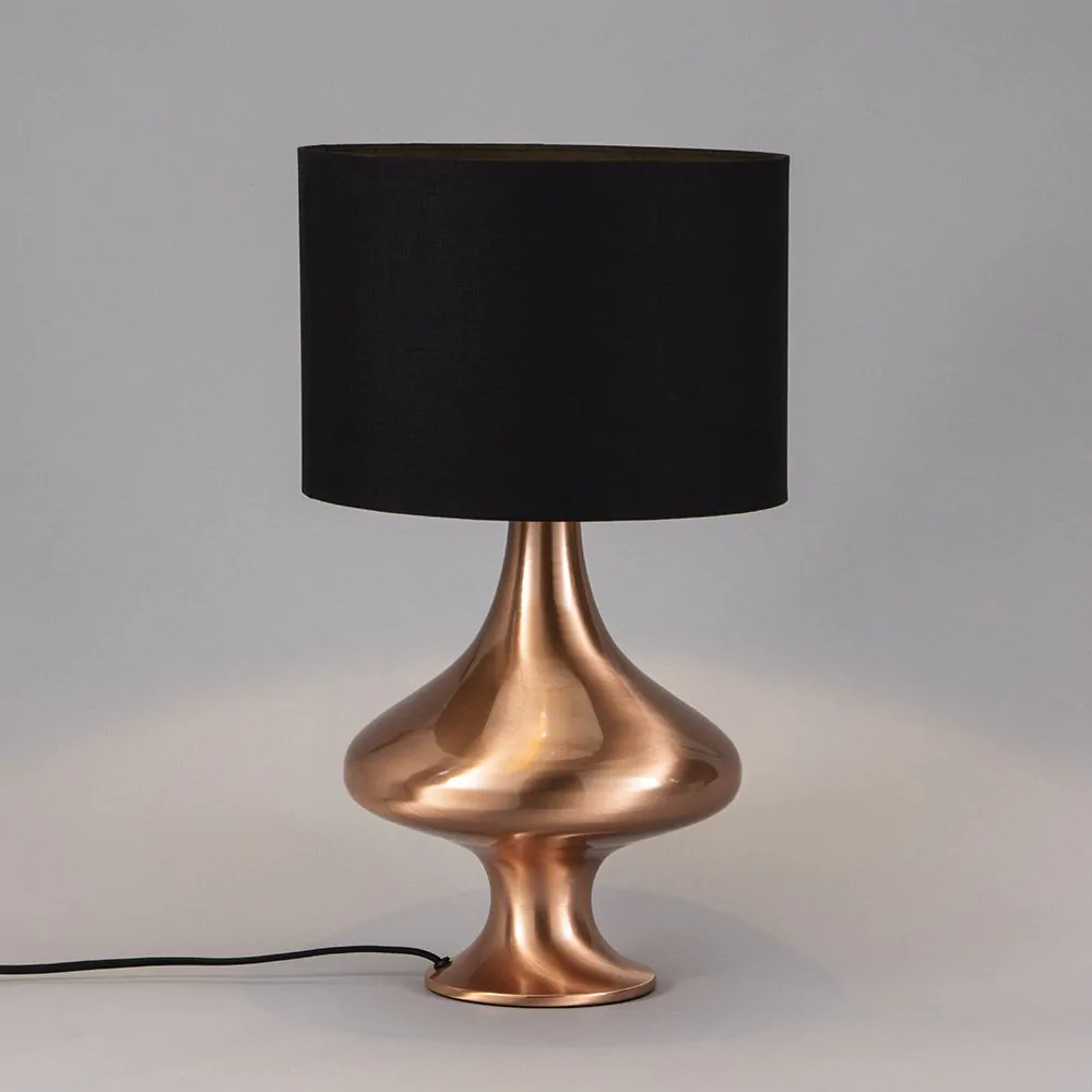 Caen Spun Table Lamp With Black Shade, Copper - Image 3