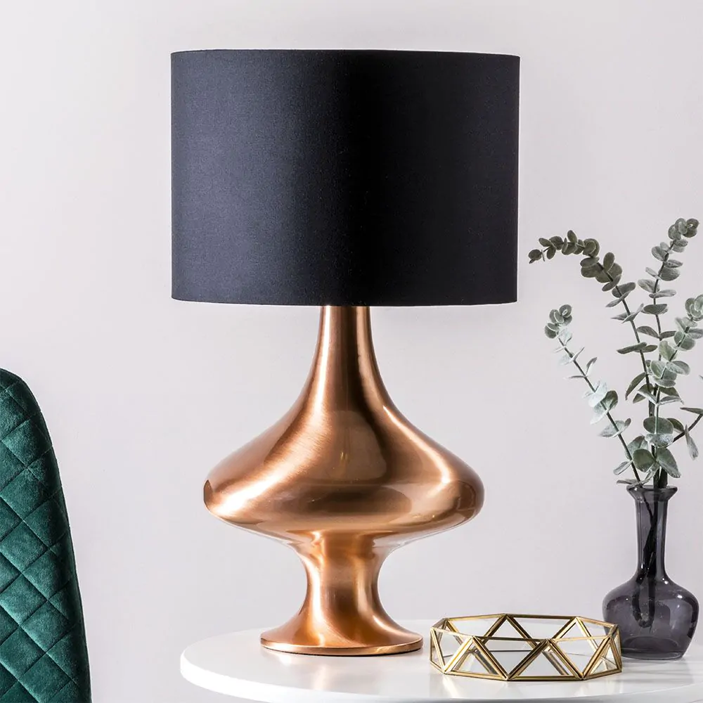Caen Spun Table Lamp With Black Shade, Copper - Image 2