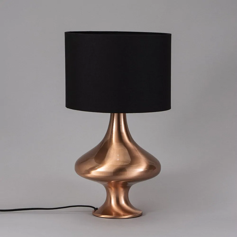 Caen Spun Table Lamp With Black Shade, Copper - Image 4