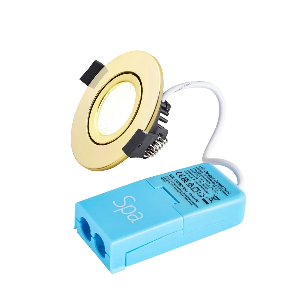 Cal Fire Rated LED IP65 Downlight, Satin Brass - Image 6