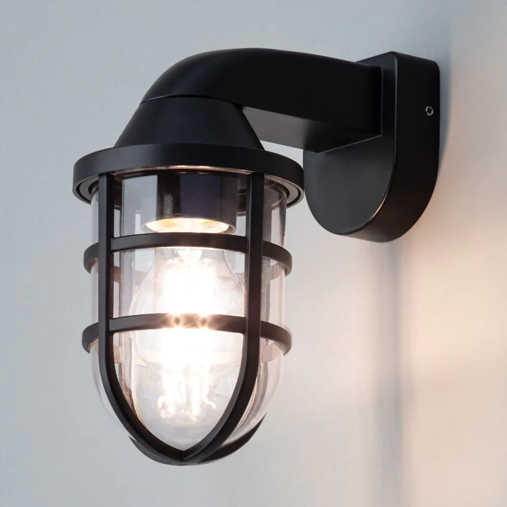 Camb Outdoor Caged Wall Light, Black - Image 3