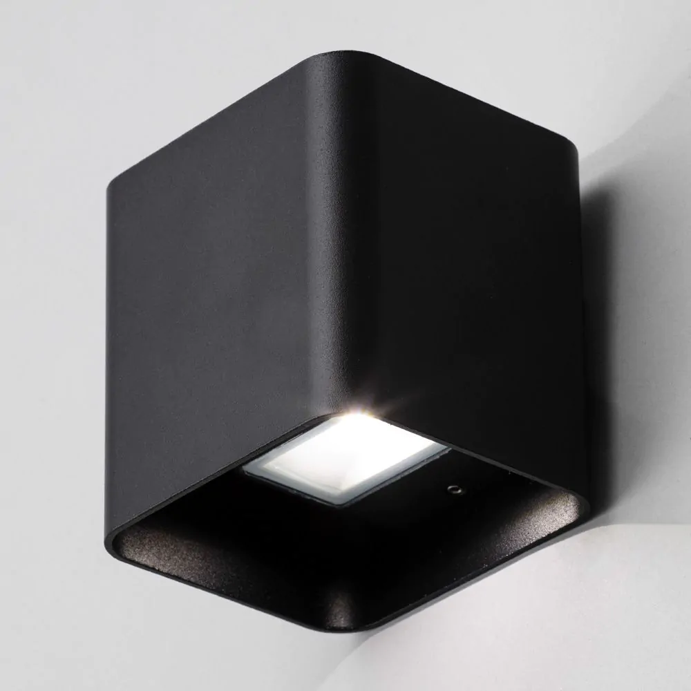 Cameron Outdoor LED Square Up And Down Wall Light, Black - Image 3