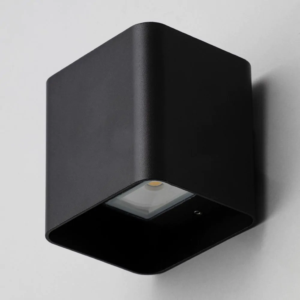 Cameron Outdoor LED Square Up And Down Wall Light, Black - Image 4