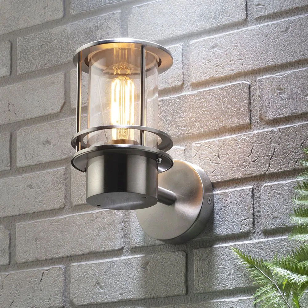 Canis Miners Style Outdoor Wall Lantern, Stainless Steel - Image 2