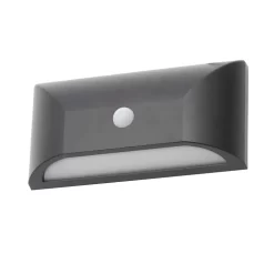 Cava Outdoor LED Rectangular Wall Light With PIR Sensor, Black