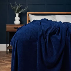 Chenille Throw, Navy