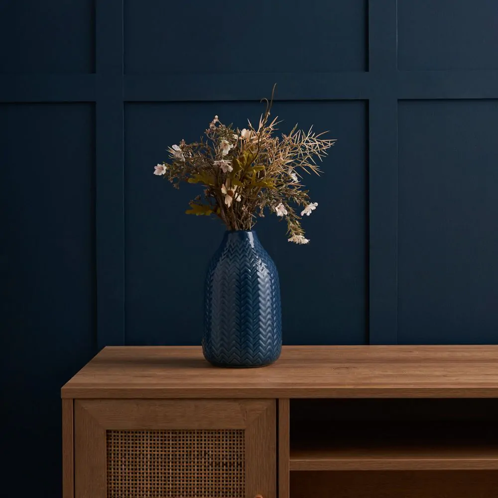 Chevron Ceramic Vase, Blue - Image 2