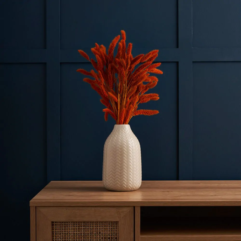 Chevron Ceramic Vase, Cream - Image 2