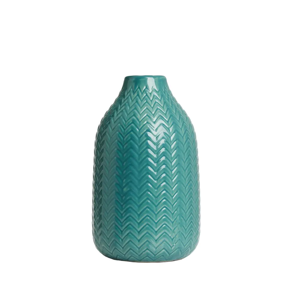 Chevron Ceramic Vase, Green