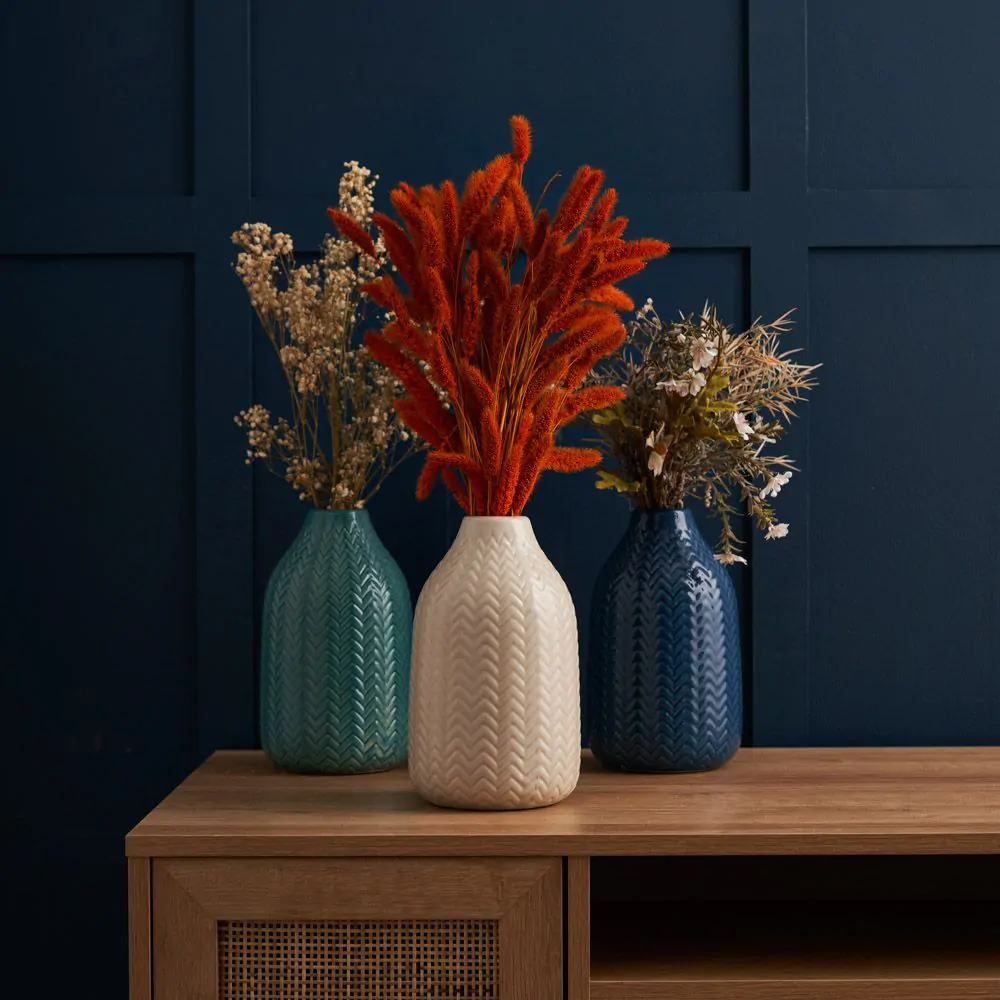 Chevron Ceramic Vase, Green - Image 4