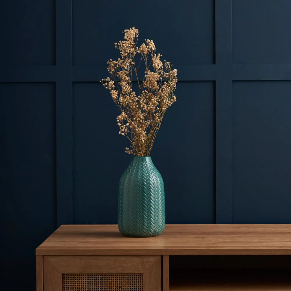 Chevron Ceramic Vase, Green - Image 2