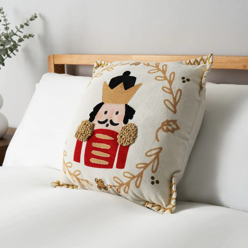 Christmas Nutcracker Cushion, Natural