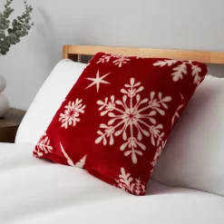 Christmas Snowflake Cushion, Red