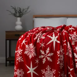 Christmas Snowflake Throw, Red