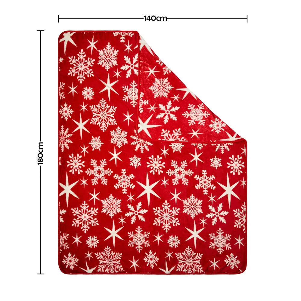 Christmas Snowflake Throw, Red - Image 5