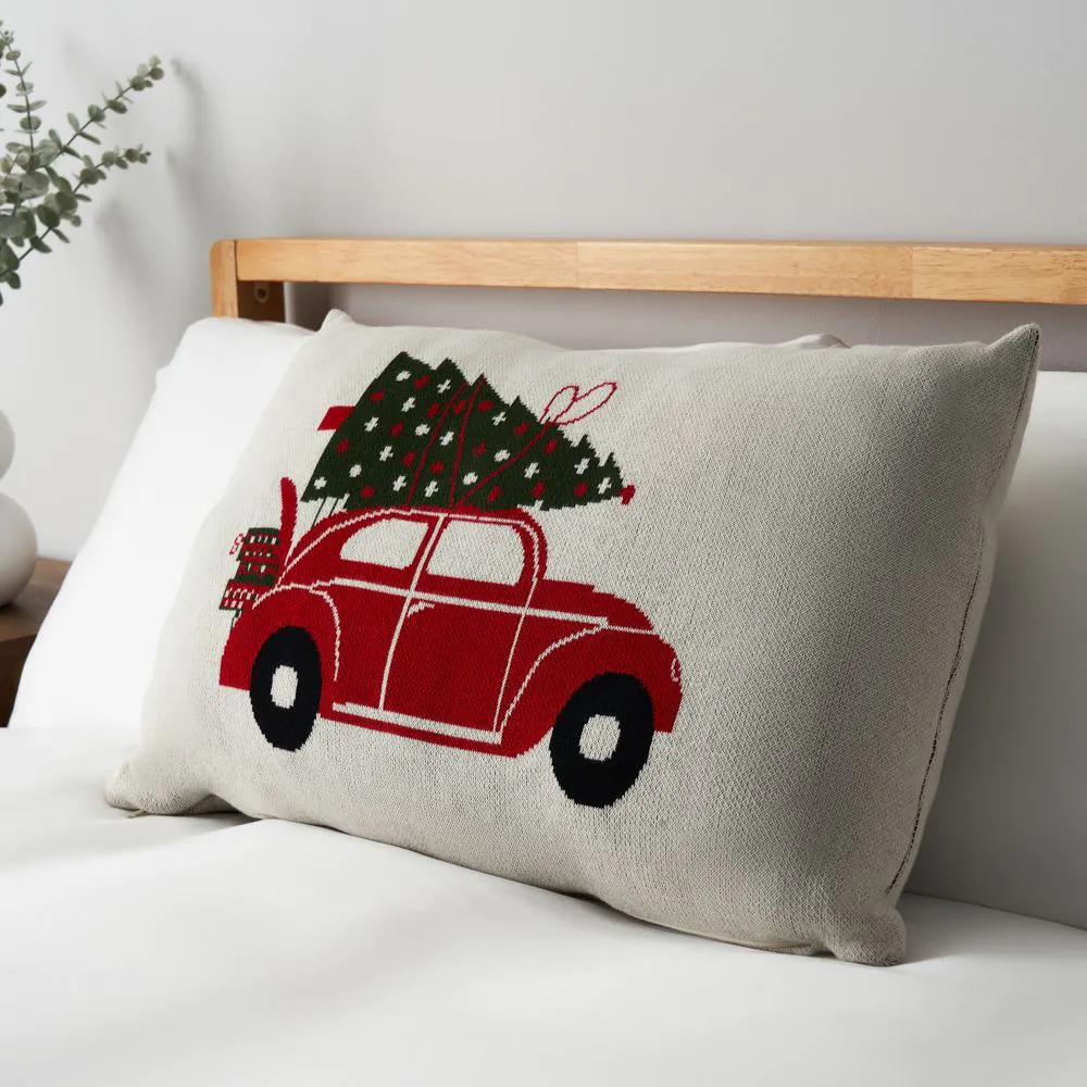 Christmas Tree On Car Cushion, Natural