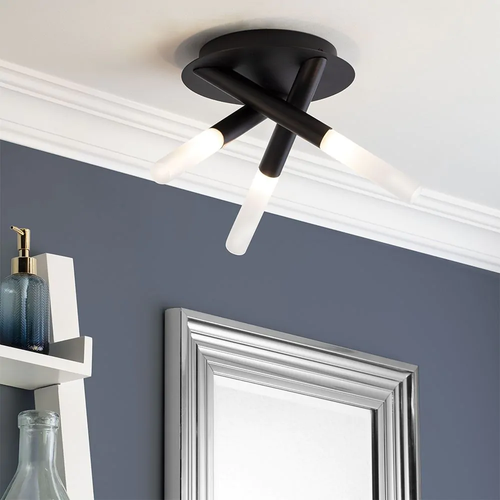 Cindy Bathroom Flush Ceiling Light, Matte Black - Image 2