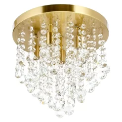 Cirrus Medium Bathroom Flush Ceiling Light, Satin Brass
