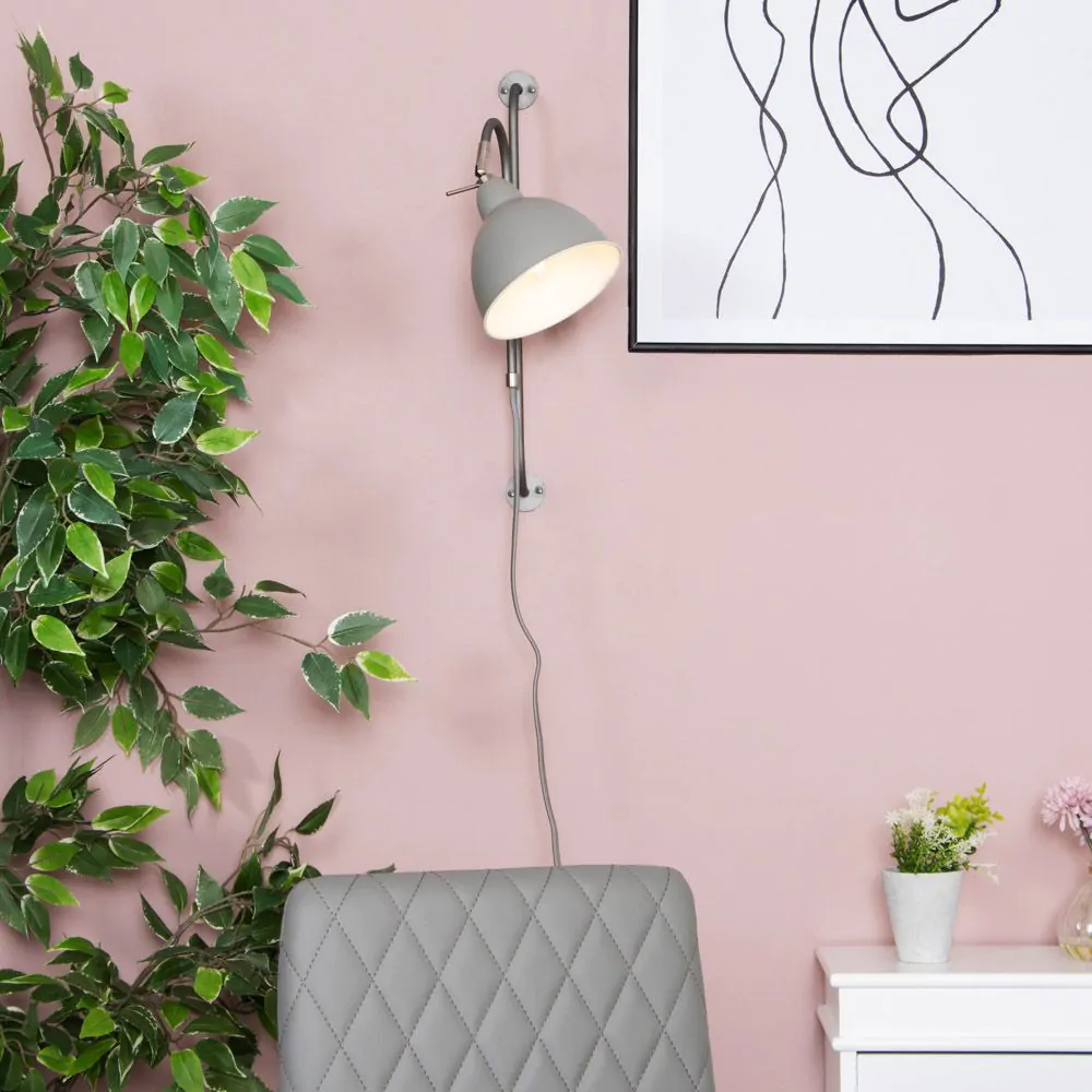 Clark Adjustable Plug-In Wall Light, Grey - Image 2