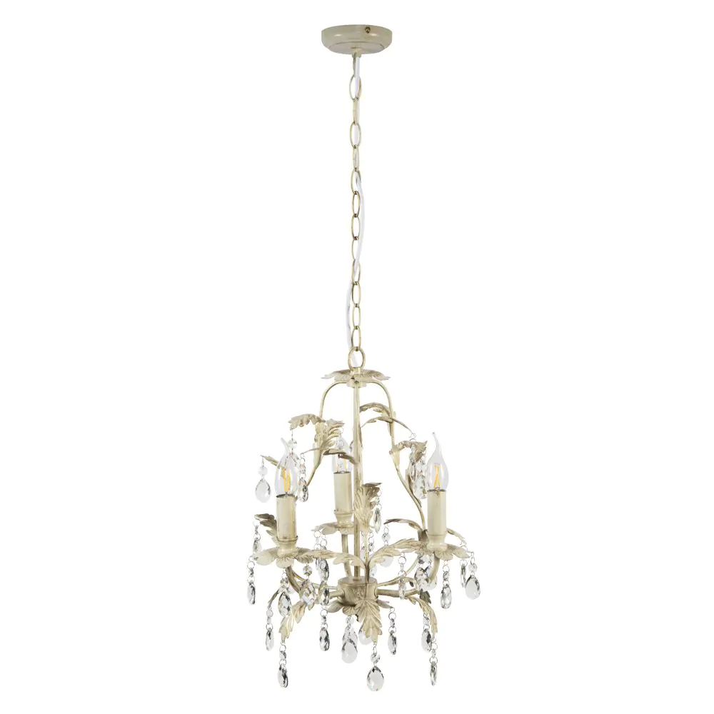 Cristalo 3 Light Chandelier, Cream - Image 6