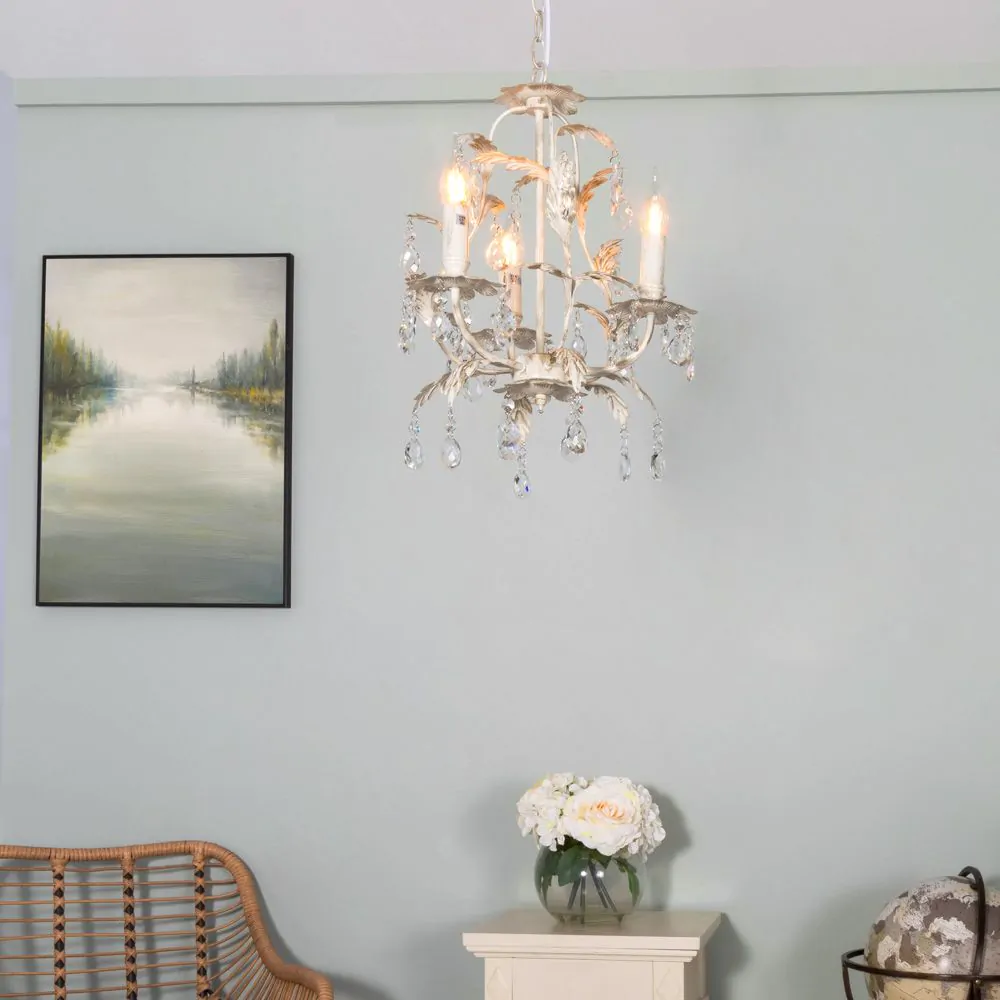 Cristalo 3 Light Chandelier, Cream - Image 2