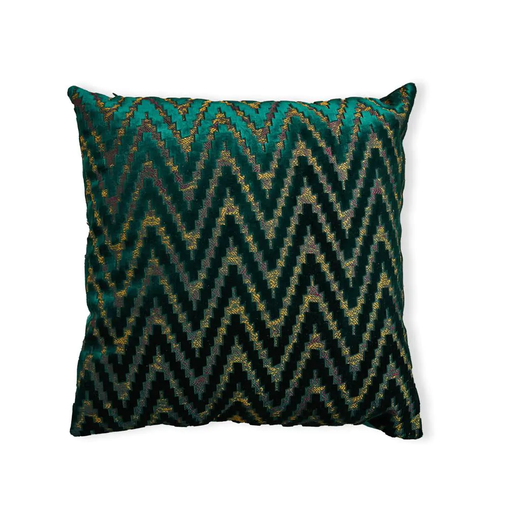 Cut Velvet Cushion, Emerald Green - Image 2