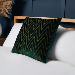 Cut Velvet Cushion, Emerald Green