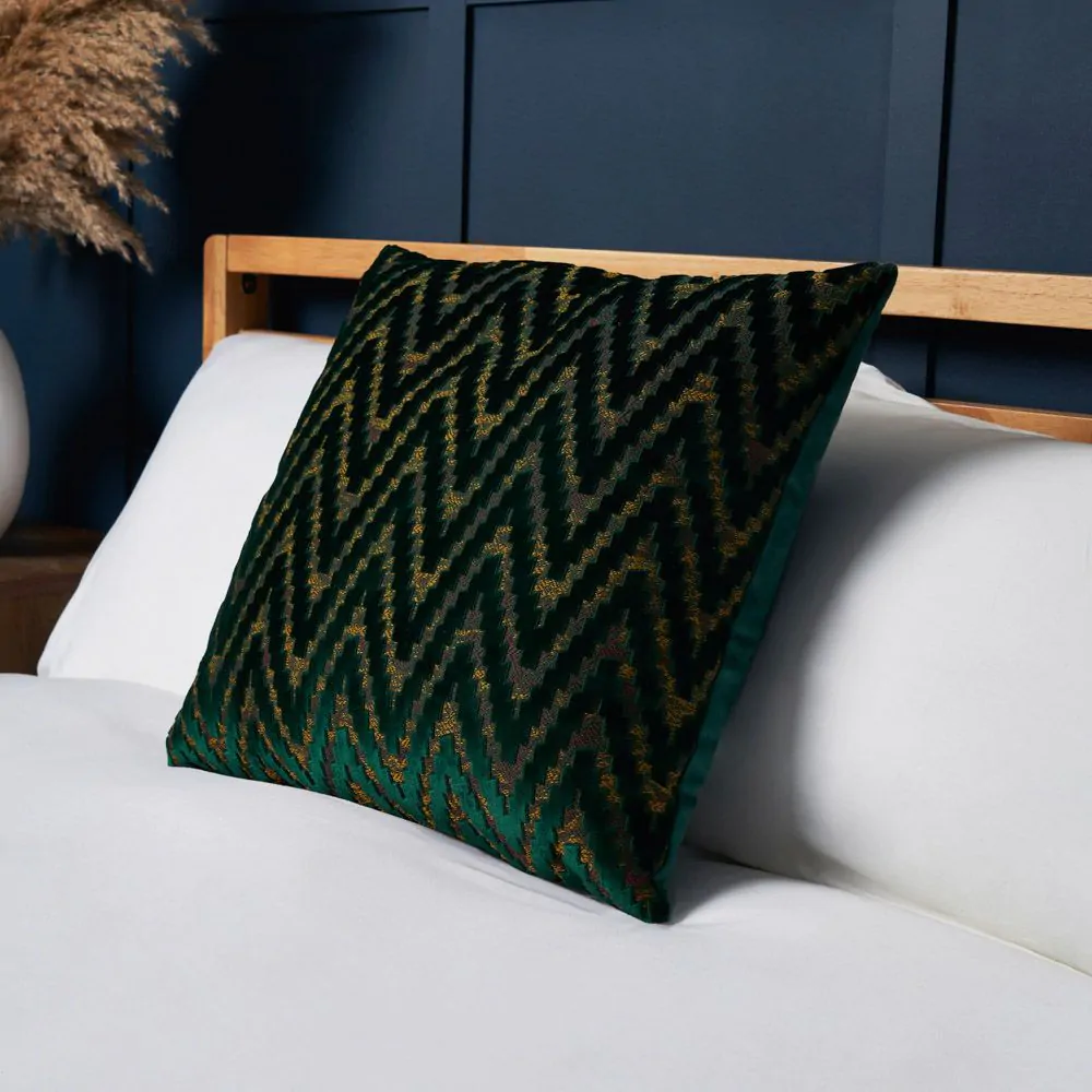 Cut Velvet Cushion, Emerald Green