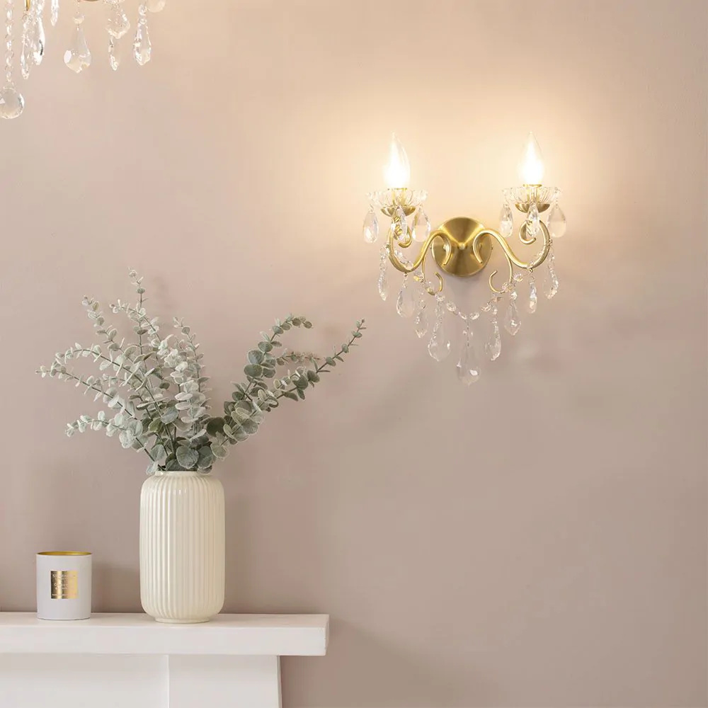 Daphne Bathroom Wall Light, Satin Brass - Image 2