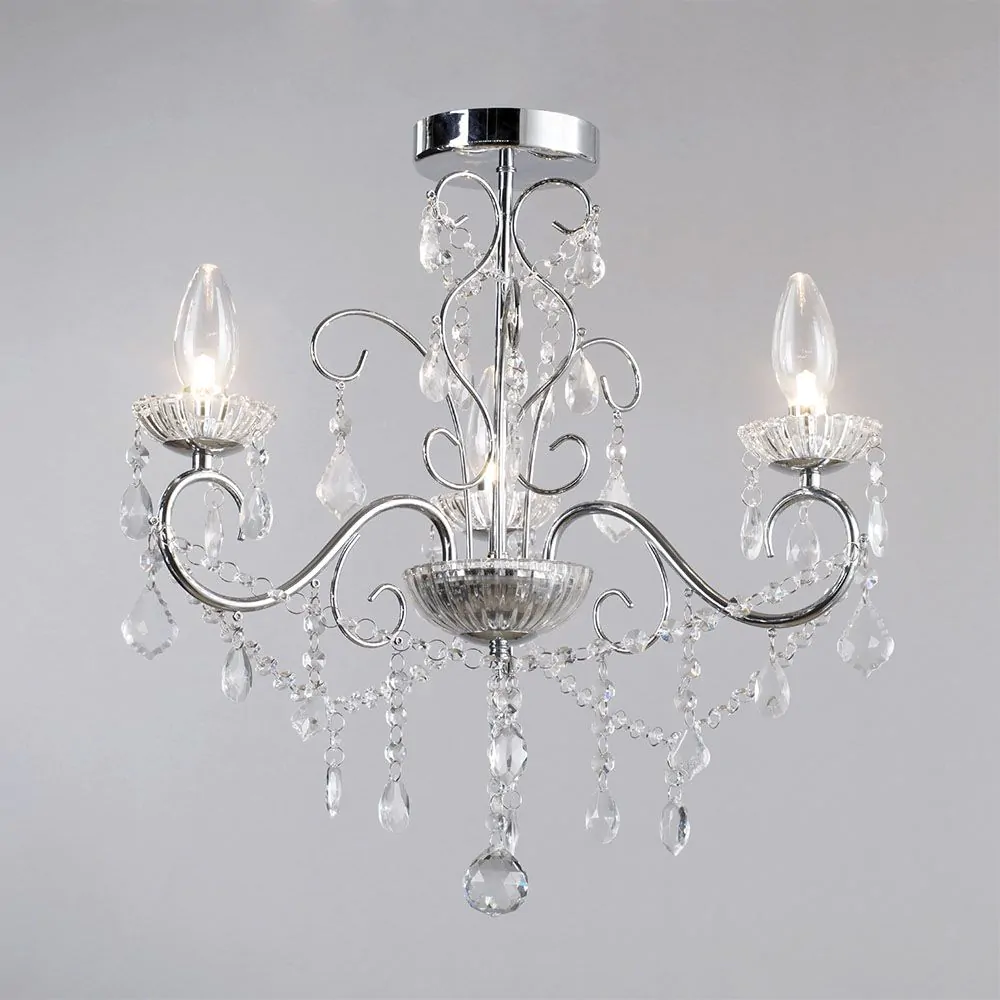 Daphne 3 Light Bathroom Chandelier, Chrome - Image 3