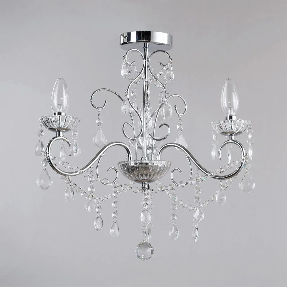 Daphne 3 Light Bathroom Chandelier, Chrome - Image 4
