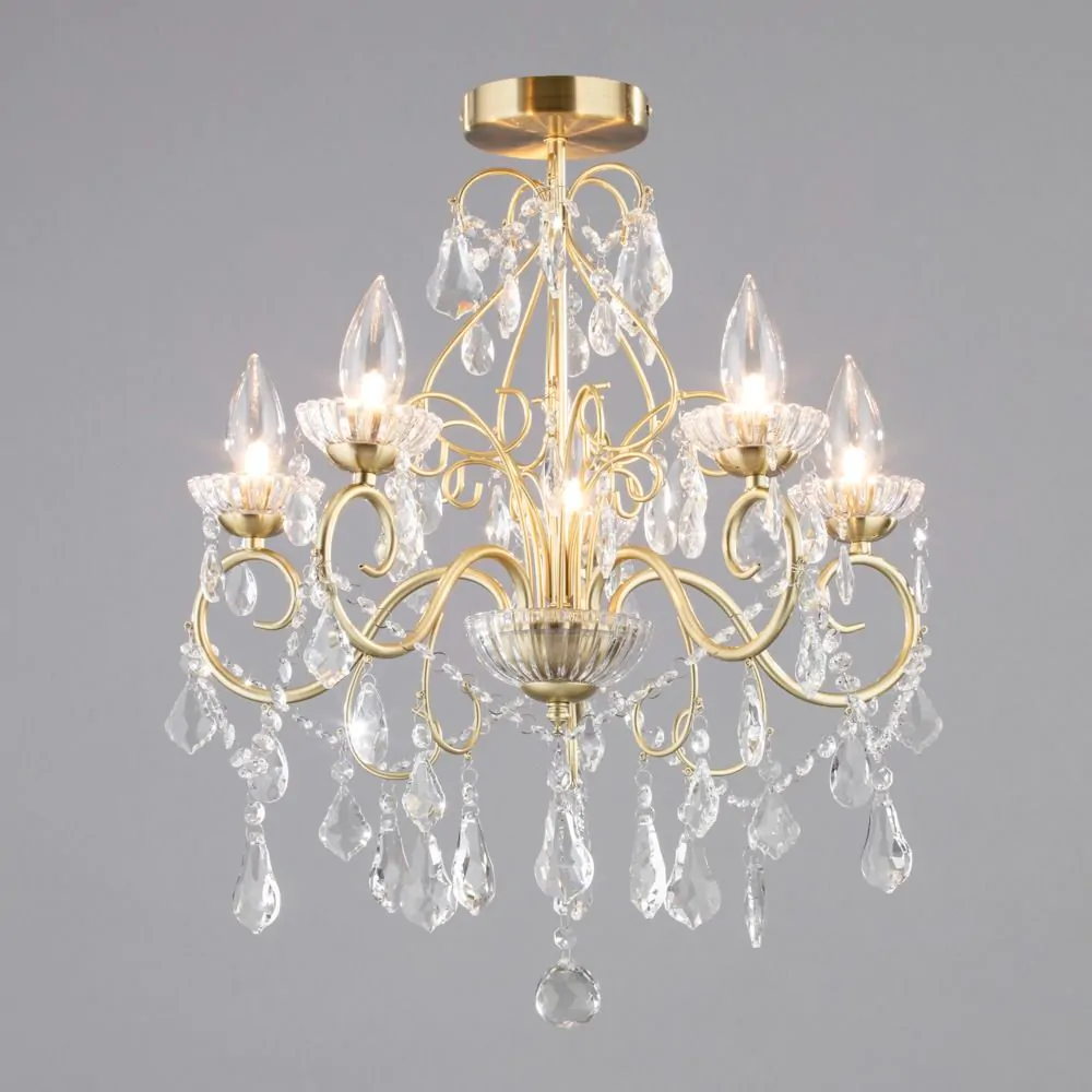 Daphne 5 Light Bathroom Chandelier, Satin Brass - Image 3