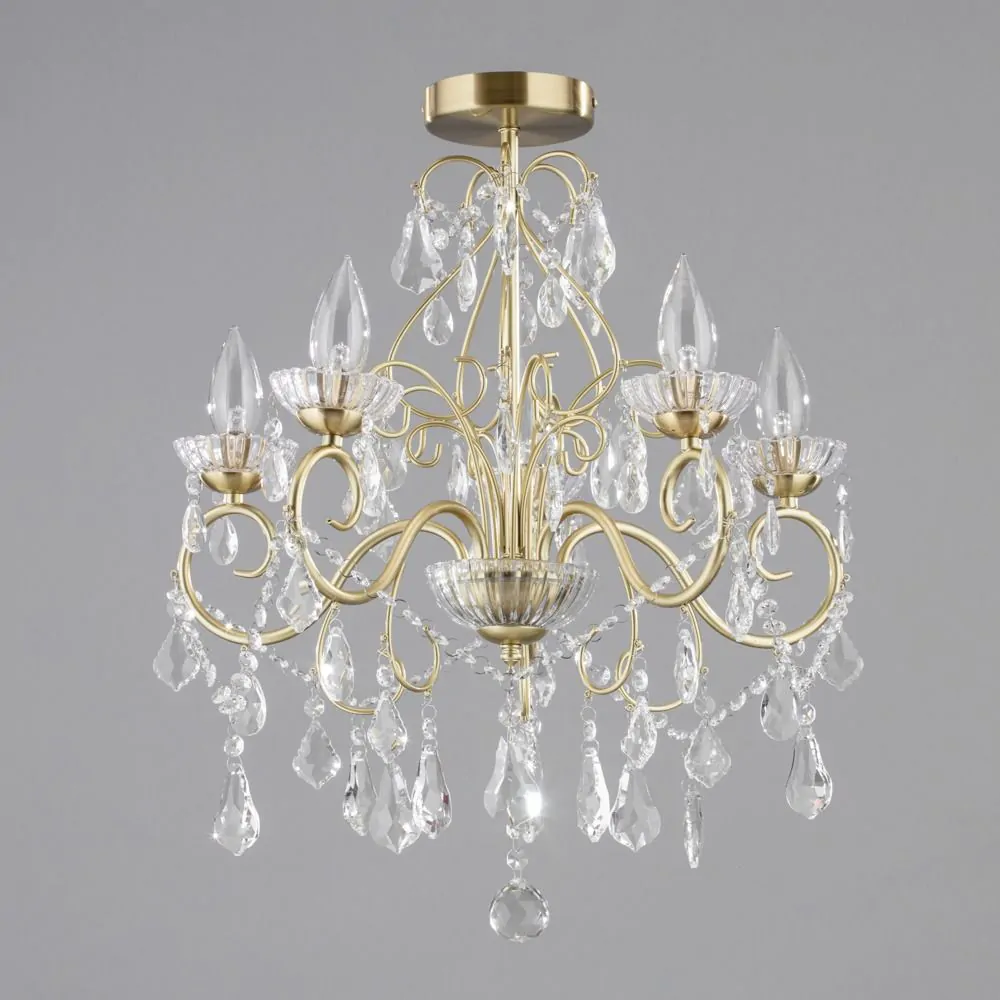 Daphne 5 Light Bathroom Chandelier, Satin Brass - Image 4