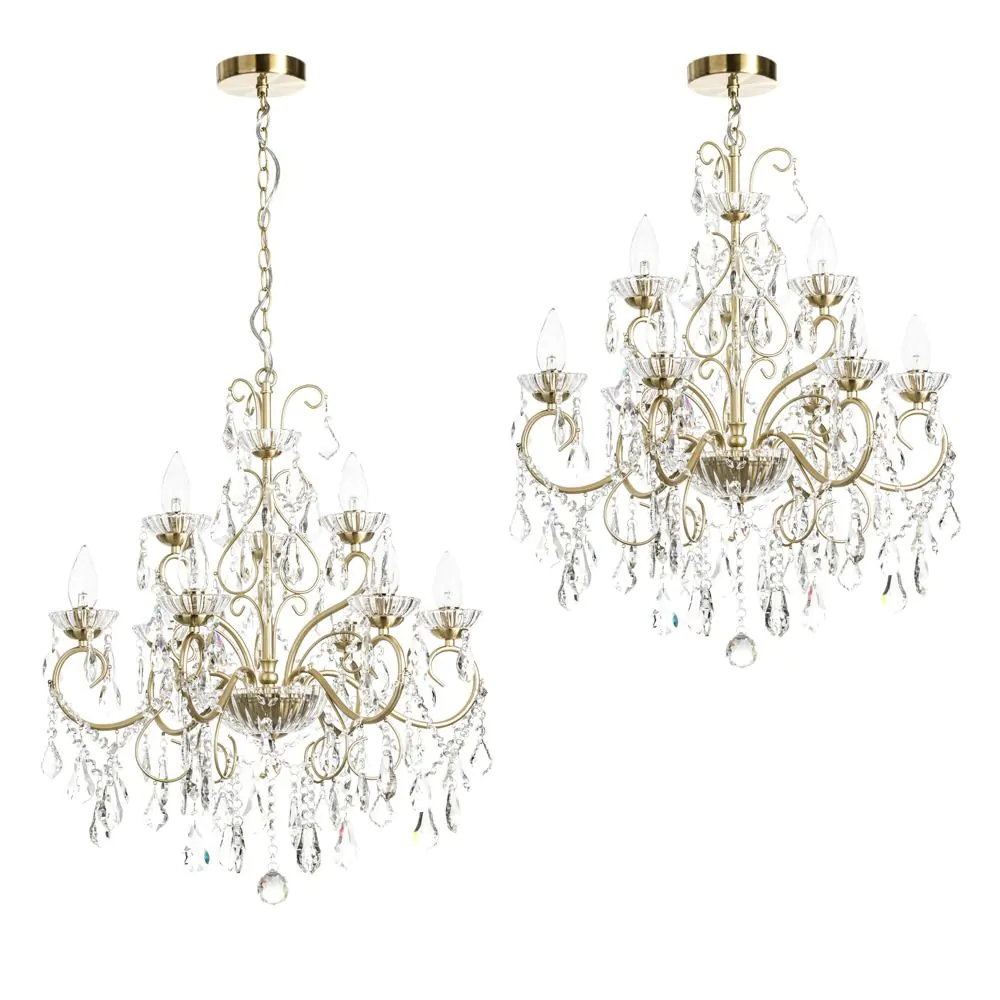 Daphne 9 Light Bathroom Ceiling Pendant, Satin Brass - Image 9