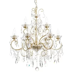 Daphne 9 Light Bathroom Ceiling Pendant, Satin Brass