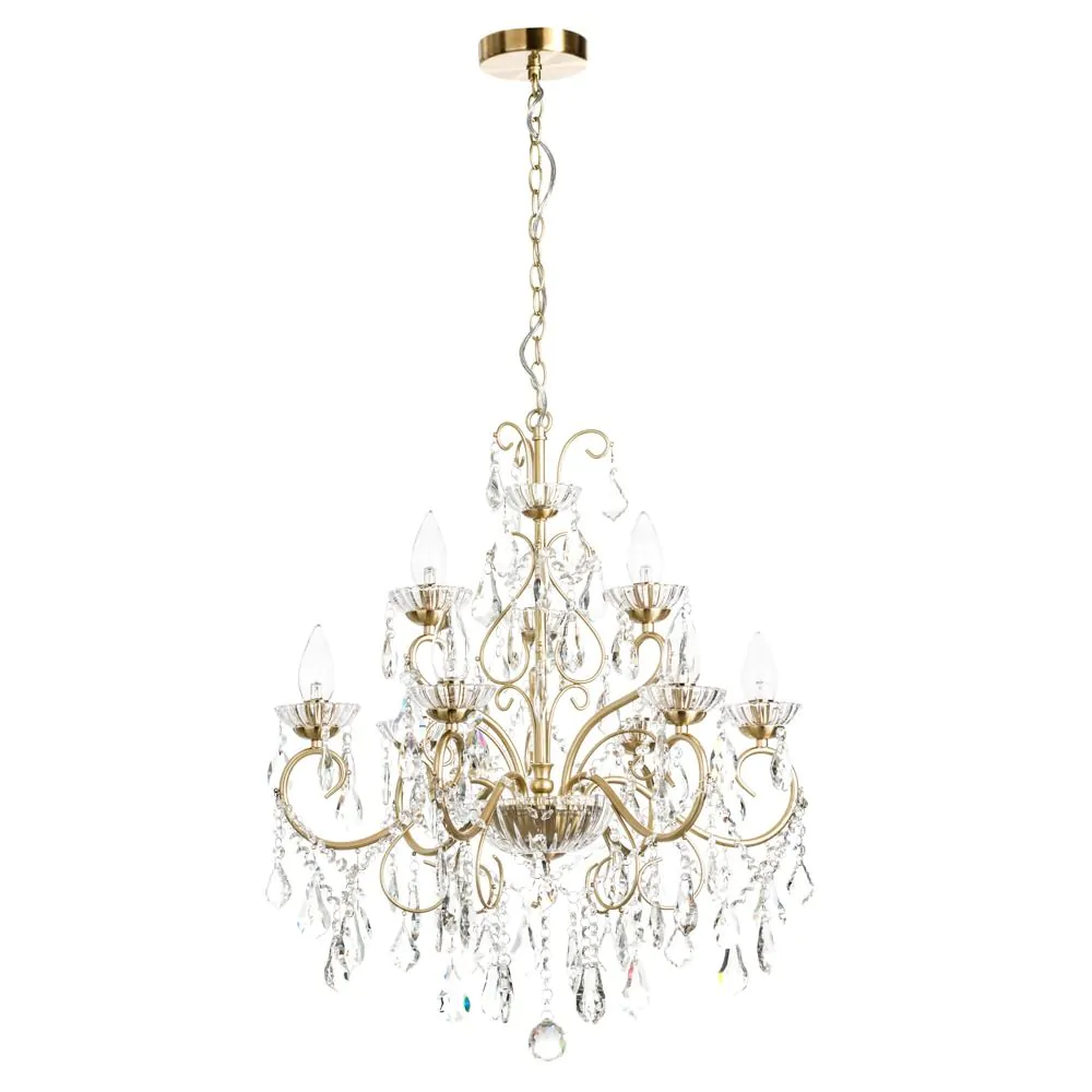 Daphne 9 Light Bathroom Ceiling Pendant, Satin Brass - Image 3