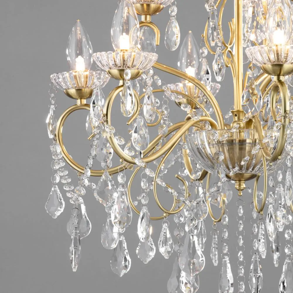 Daphne 9 Light Bathroom Ceiling Pendant, Satin Brass - Image 6