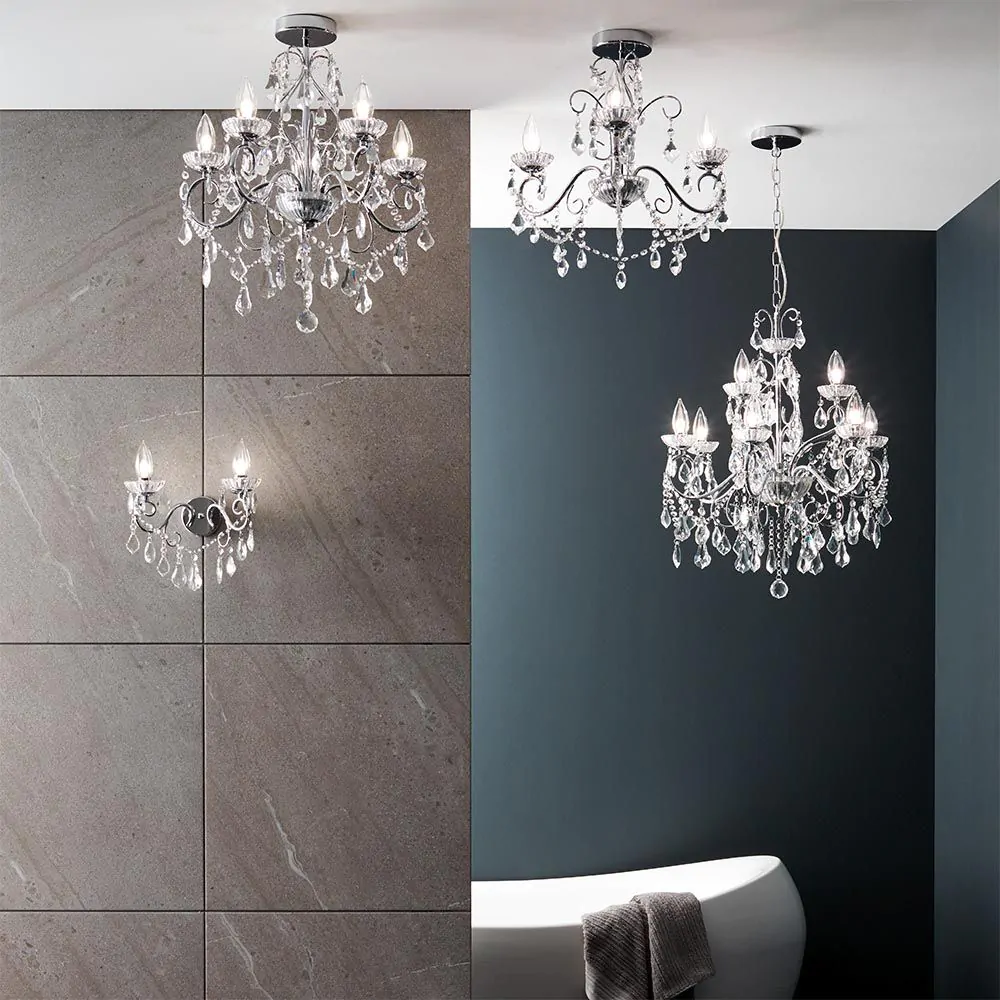 Daphne 9 Light Bathroom Ceiling Pendant, Chrome - Image 2