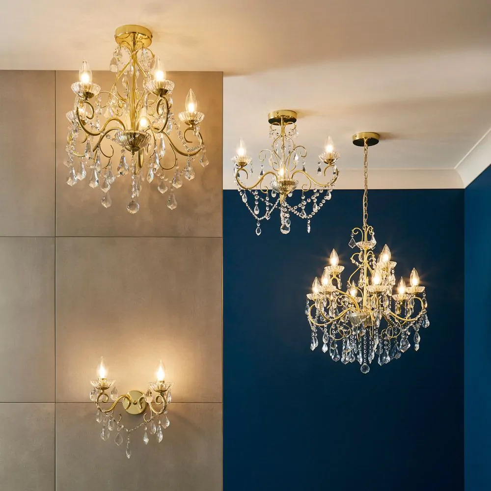 Daphne 5 Light Bathroom Chandelier, Satin Brass - Image 7