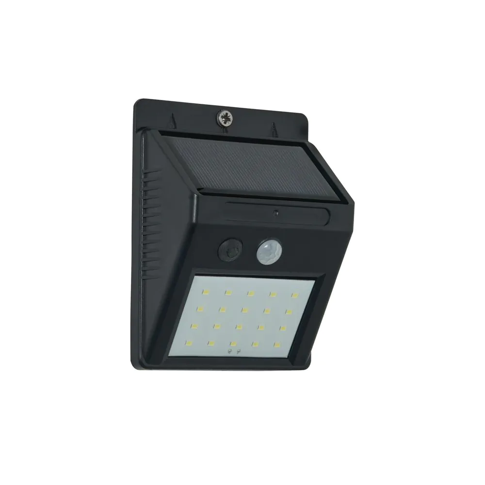 Dara LED Outdoor Solar Wall Light With PIR Sensor, Black