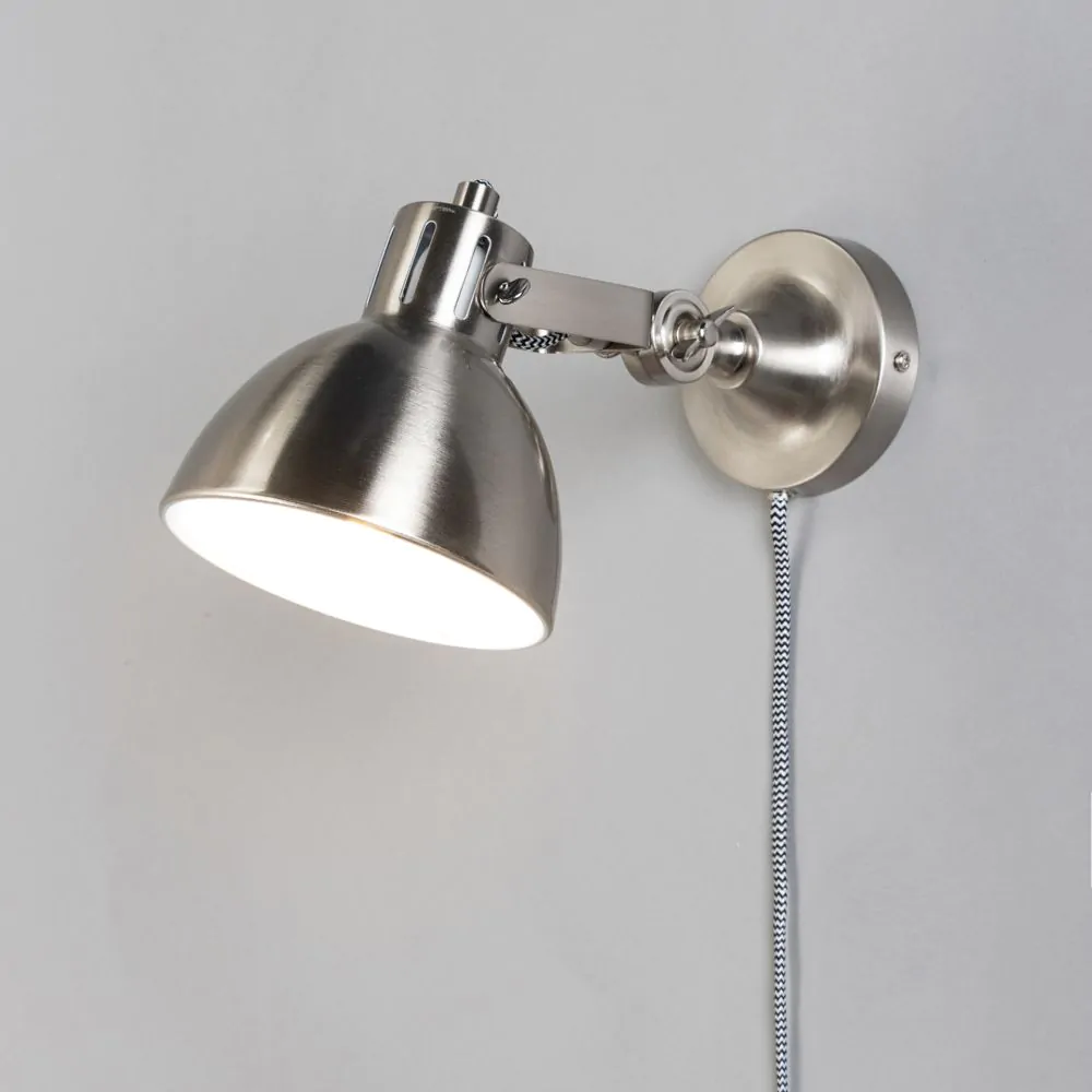 Daria Plug In Wall Light, Satin Nickel - Image 3