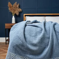 Diamond Chenille Throw, Blue