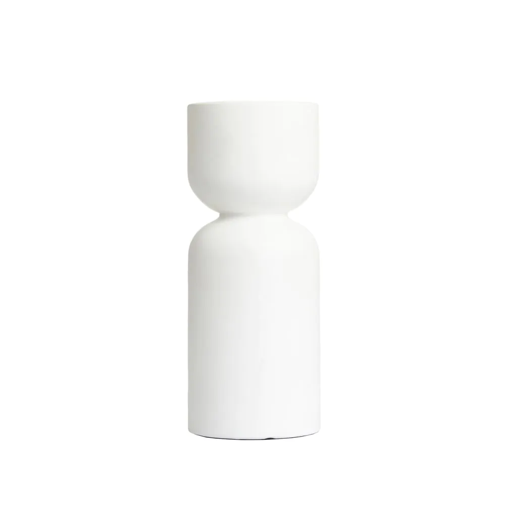 Egg Cup Shape Ceramic Vase, White
