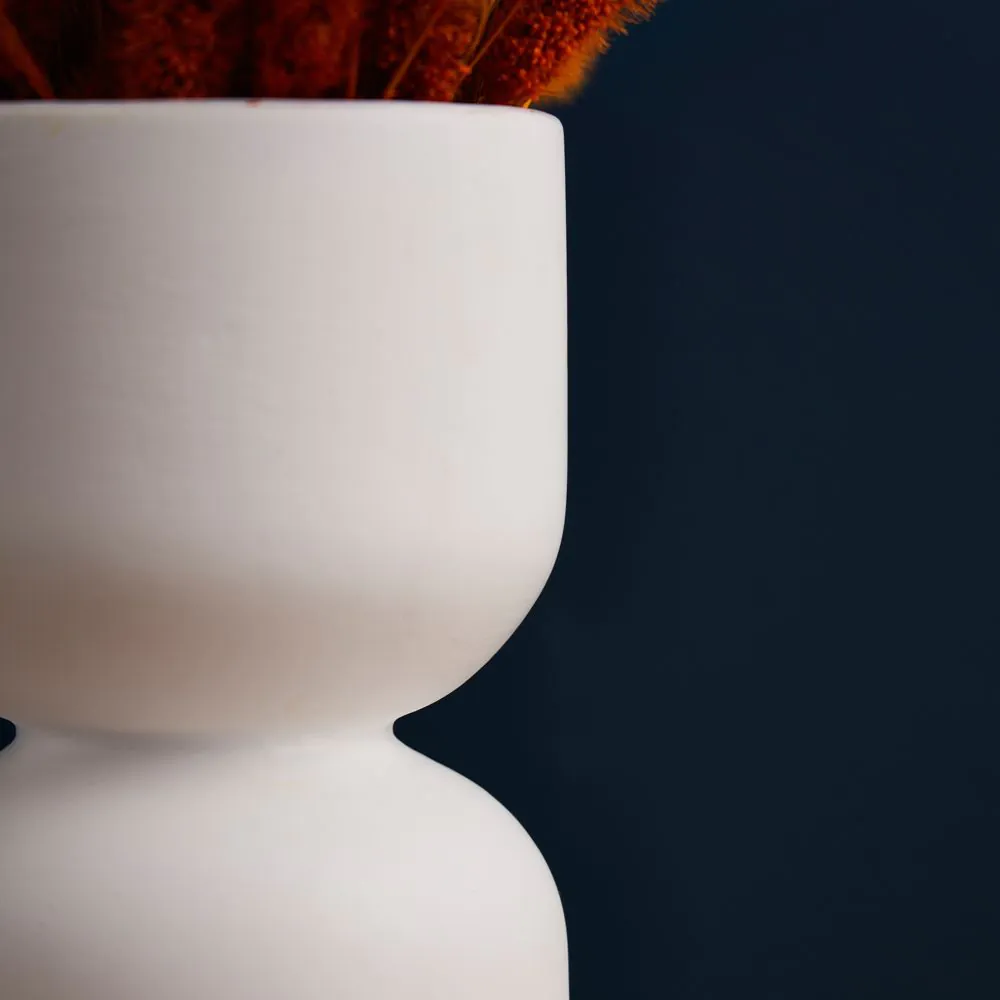 Egg Cup Shape Ceramic Vase, White - Image 3