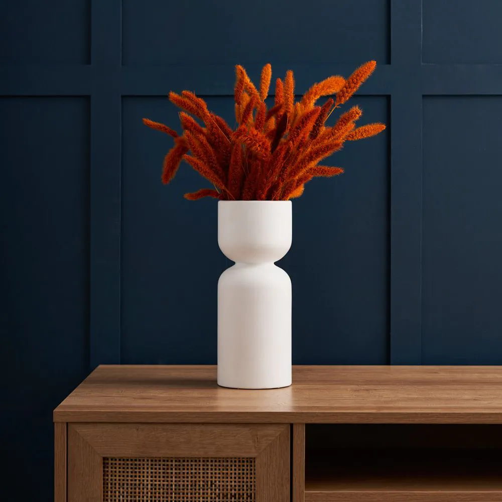 Egg Cup Shape Ceramic Vase, White - Image 2